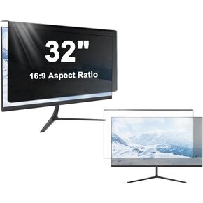 Hanging Computer Privacy Screen for 32 inch Monitor, Removable Blue Light Filter & Anti-Glare Shield, Privacy Screen Protector for Widescreen Desktop Displays (16:9), for Open Offices in Saudi Arabia