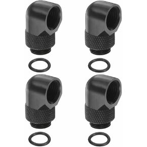 6-Pack G1/4" Thread Male to Female Extender Connector, 90° Rotary Elbow Adapter Connector Fitting - Durable Nickel-Plated Brass for Computer Water Cooling System, Silver in Saudi Arabia