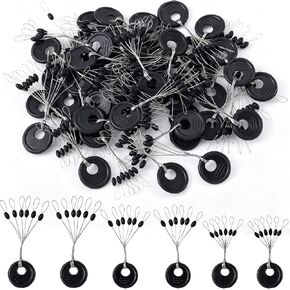 270PCS 6 in 1 Rubber Bobber Stops for Fishing Line, Black in Saudi Arabia