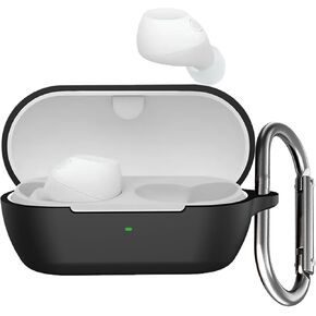حافظة USTIYA لهاتف Sony WF-C710N غطاء حماية لسماعات الرأس اللاسلكية لكامل الجسم من السيليكون الناعم مع سلسلة مفاتيح لسماعات الرأس Funda Carcasa (أسود) in Kuwait
