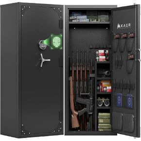 KAER Large Biometric Gun Safe 20-25 Gun Safe for Rifle and Pistols with Adjustable Storage/Pistol Pouches Gun Cabinet for Home Defense Hunting Shooting for Shotguns AR-15 Rifle (with/Without Scopes) in Saudi Arabia