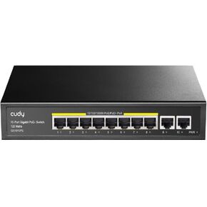 Cudy 8 Port Gigabit PoE Switch, 120 Watts PoE Budget, 8 10/100/1000Mbps PoE+ Ports, 2 Gigabit Uplink Ports , 802.3at, 802.3af, 1/2 (+), 3/6 (-), Fanless, Plug and Play, GS1010PE in Saudi Arabia