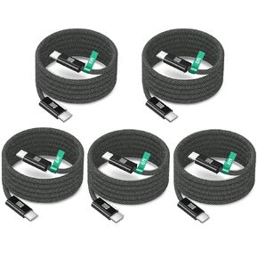 USB C to USB C Cable, 5Pack 100W/5A 3ft Nylon Braided Type C Fast Charging Cord for Galaxy S26 S25 Ultra S24 FE S23 iPhone 17 16 Pro Max 15 iPad Air MacBook Pro Pixel 10 Android Phones Laptop in Saudi Arabia