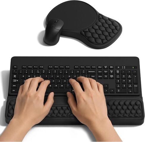 Ergonomic Keyboard and Mouse Pad Combo with Stand/Wrist Rest, Black in Kuwait