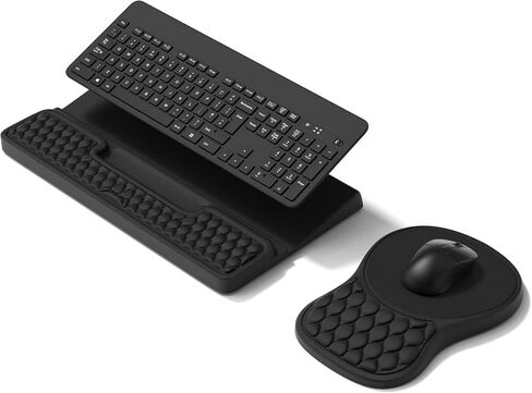 Ergonomic Keyboard and Mouse Pad Combo with Stand/Wrist Rest, Black in Kuwait