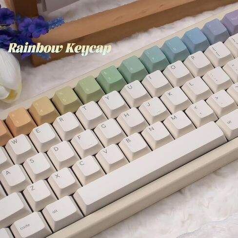 أغطية مفاتيح PBT، مجموعة أغطية لوحة المفاتيح ذات 134 مفتاحًا بسيطة بألوان قوس قزح الكرز in Kuwait