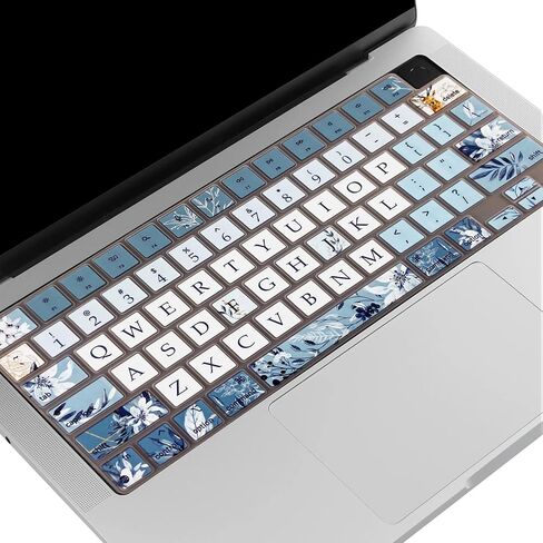 Keyboard Cover for MacBook Pro 14''/16'' (A2442 A2779 A2918 A2992 A2485 A2780 A2991) M1 M2 M3 Pro/Max, MacBook Air 13.6''/15'' (A2941 A3114 A2681 A3113) M2 M3, Gray Blue Flowers in Saudi Arabia