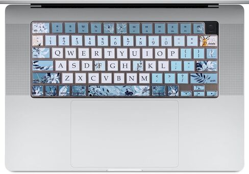 Keyboard Cover for MacBook Pro 14''/16'' (A2442 A2779 A2918 A2992 A2485 A2780 A2991) M1 M2 M3 Pro/Max, MacBook Air 13.6''/15'' (A2941 A3114 A2681 A3113) M2 M3, Gray Blue Flowers in Saudi Arabia