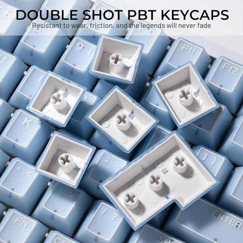 GMKWTL XVX Blue Jade Keycaps, Doubleshot PBT Keycap Sets 142 Keys, Cherry Profile Keyboard Keycaps Suitable for 60%/65%/75%/TKL/96%/100% Layout Mechanical Keyboard in Saudi Arabia
