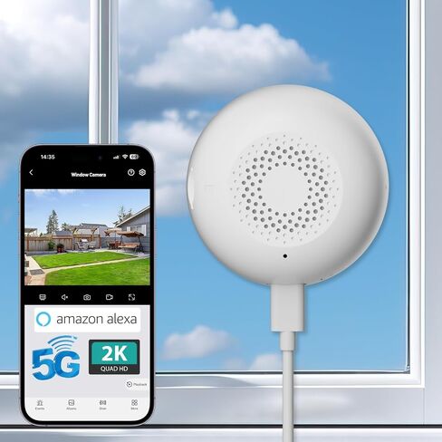 2K Window Camera, Dual-Band WiFi Indoor Dome Camera for Home Security, Full Color Night Vision, Human/Motion Detection, 2-Way Audio, 24/7 Recording & Alexa Support, 1- Pack, White in Saudi Arabia