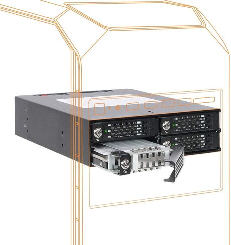 Casafoyer 4 Bay 2.5in SAS/SATA HDD/SSD حاوية حامل متنقلة لخليج 5.25 بوصة (مع قفل المفاتيح) | ToughArmor MB994SK-1B - حزمة من 2 in Kuwait