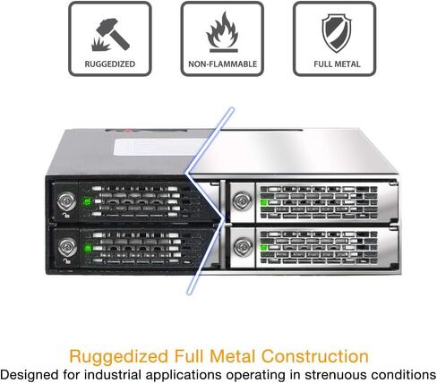 Casafoyer 4 Bay 2.5in SAS/SATA HDD/SSD حاوية حامل متنقلة لخليج 5.25 بوصة (مع قفل المفاتيح) | ToughArmor MB994SK-1B - حزمة من 2 in Kuwait