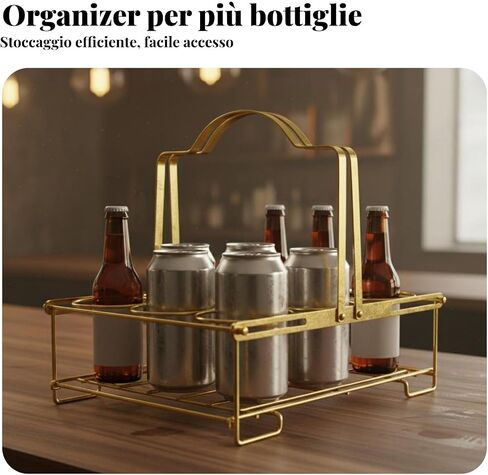 Yajuyi Stainless Steel Rack Bottle Carrier Beer Drink Holder Beverage Crate with Foldable Design Iron Wire Construction and Central Handle Suitable for, Silver in Saudi Arabia