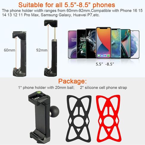 Aluminum Car Bike Motorcycle Phone Holder with 20mm Ball Mount Compatible with Tackform Bulletpoint FANAUE 20mm (0.787 inches) Ball Double Socket Arm in Kuwait