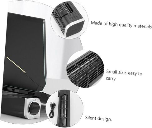 CLISPEED Portable Laptop Cooling Stand with Adjustable Wind Fan, Aluminum Alloy and Abs Material, Easy to Install Holder with Rear Plugs, Suitable for Laptop and Phone Use in Kuwait