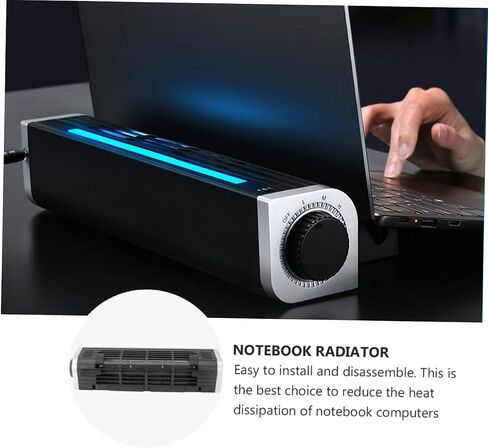CLISPEED Portable Laptop Cooling Stand with Adjustable Wind Fan, Aluminum Alloy and Abs Material, Easy to Install Holder with Rear Plugs, Suitable for Laptop and Phone Use in Kuwait
