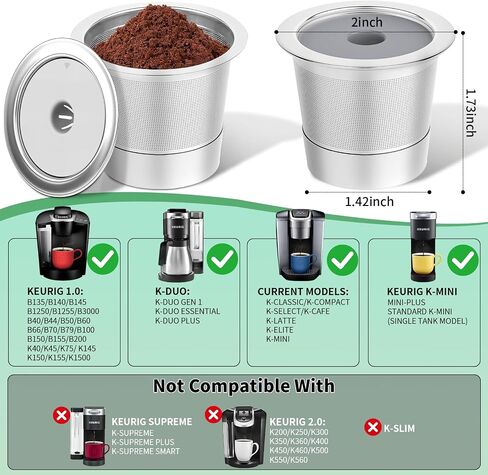 2 Pack Reusable K Cups For Keurig 1.0, Stainless Steel Reusable Coffee Pods in Saudi Arabia