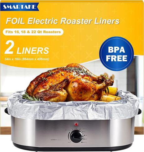 SMARTAKE Foil Electric Roaster Liners for Turkey & Meats, 16 x 34 Inch in Saudi Arabia