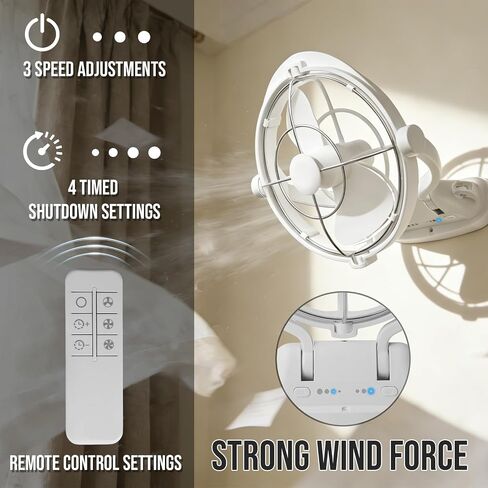 Omnidirectional Fan Adjustable Tilt 12V/24V Auto-Sensing DC Whole Room Air Circulator Hardwire Installation Quiet Powerful Cooling Fans for RV/Car/Boat/Home/Office (White) in Saudi Arabia
