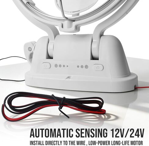 Omnidirectional Fan Adjustable Tilt 12V/24V Auto-Sensing DC Whole Room Air Circulator Hardwire Installation Quiet Powerful Cooling Fans for RV/Car/Boat/Home/Office (White) in Saudi Arabia
