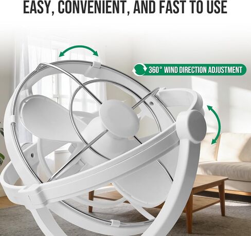 Omnidirectional Fan Adjustable Tilt 12V/24V Auto-Sensing DC Whole Room Air Circulator Hardwire Installation Quiet Powerful Cooling Fans for RV/Car/Boat/Home/Office (White) in Saudi Arabia