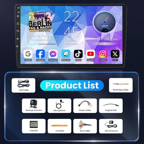 [4G+64G] Car Radio Stereo for Dodge Grand Caravan 2011-2020: Upgrade 1280 * 800 HD Touch Screen with Bluetooth 5.4/32 EQ/1080p Backup Camera/CarPlay Android Auto/FM/GPS in Kuwait