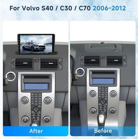8 Core 6G+128G Android Stereo for Volvo S40/C30 2006-2012 with Wireless Carplay and Android Auto, 1280P 9 Inch for Volvo C70 Radio Bluetooth Mirror Link WiFi GPS SWC FM/RDS DSP USB in Saudi Arabia