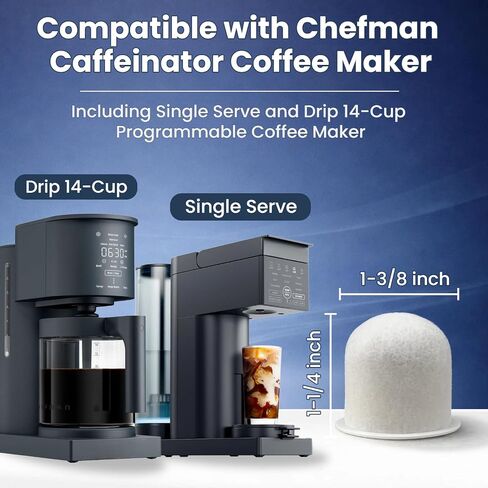 12 Premium Charcoal Water Filter Pods for Chefman Caffeinator Single Serve & Drip 14-Cup Coffee Makers, Activated Carbon Water Filter Replacement Cartridges, Compatible with Chefman Replacement Parts in Kuwait