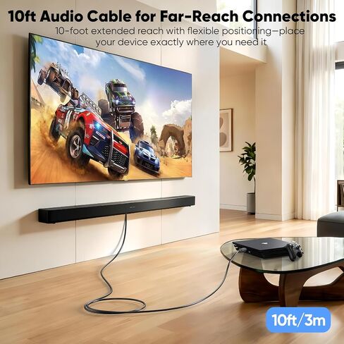 Optical Audio Cable 10ft, Digital Spdif Fiber Optic Cord Long for Soundbar in Kuwait
