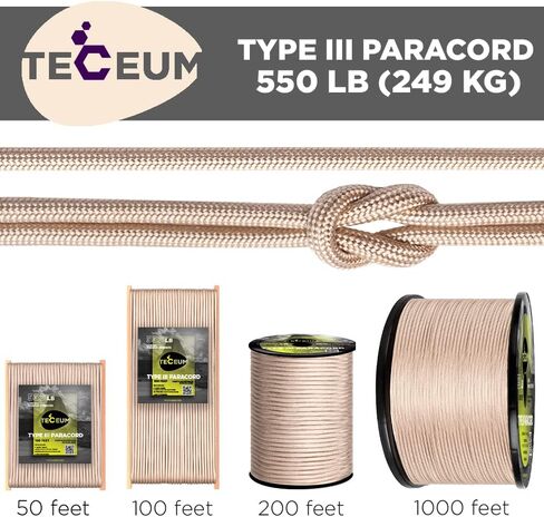 TECEUM Paracord Rope Type III 550 – Tactical MIL-SPEC – Outdoor para Cord in Kuwait