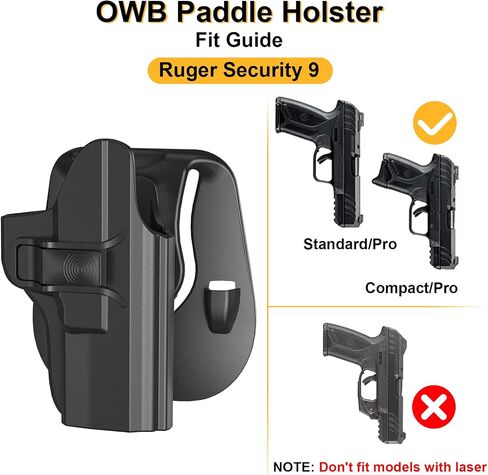 الحافظة تناسب Ruger Security 9، حافظة مجداف OWB لـ Ruger Security-9 مم مضغوط/Pro/قياسي (ليس لنماذج الليزر)، غير قابلة للتعديل 60 درجة، إطلاق سريع - اليد اليمنى in Kuwait