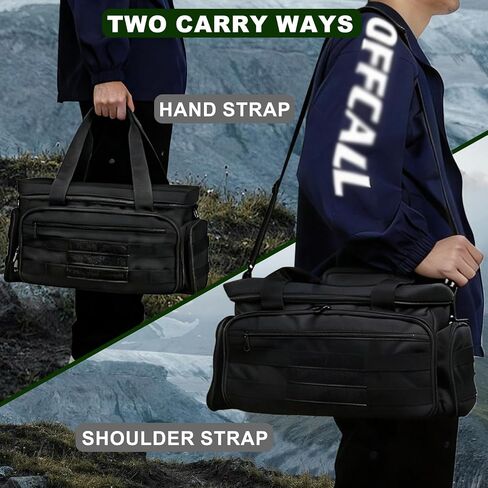 ZKOO Tactical Pistol Range Bag, Pistol Shooting Range Bag for 4 Handguns with 3 Hook Loop Dividers 6 Magazine Slots and Extra Pockets Ammo Suitable for Shooting Training Grounds Shooting Ranges(Black) in Kuwait