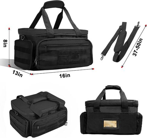 ZKOO Tactical Pistol Range Bag, Pistol Shooting Range Bag for 4 Handguns with 3 Hook Loop Dividers 6 Magazine Slots and Extra Pockets Ammo Suitable for Shooting Training Grounds Shooting Ranges(Black) in Kuwait