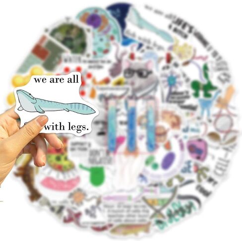 100 Biology Stickers Pack, Science Vinyl Waterproof Decals for Water Bottles, Laptops, Notebooks, Journals, Phone Cases, Scrapbooks, STEM Gifts in Saudi Arabia