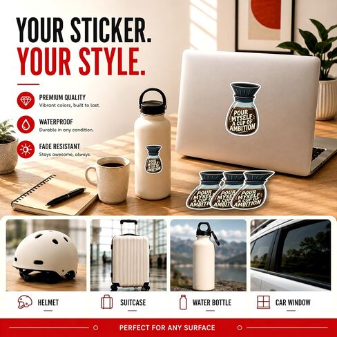 Pour Myself a Cup of Ambition Coffee Pot Parton Sticker Dolly Transparent Decal, Waterproof Vinyl Sticker & Magnetic Sticker for Laptop, Water Bottle, Car, Phone, Gift in Saudi Arabia