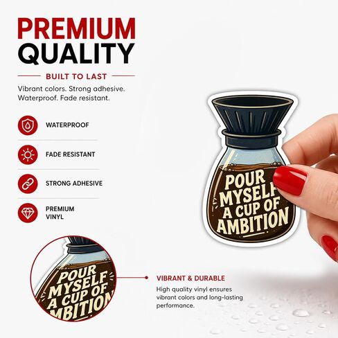 Pour Myself a Cup of Ambition Coffee Pot Parton Sticker Dolly Transparent Decal, Waterproof Vinyl Sticker & Magnetic Sticker for Laptop, Water Bottle, Car, Phone, Gift in Saudi Arabia