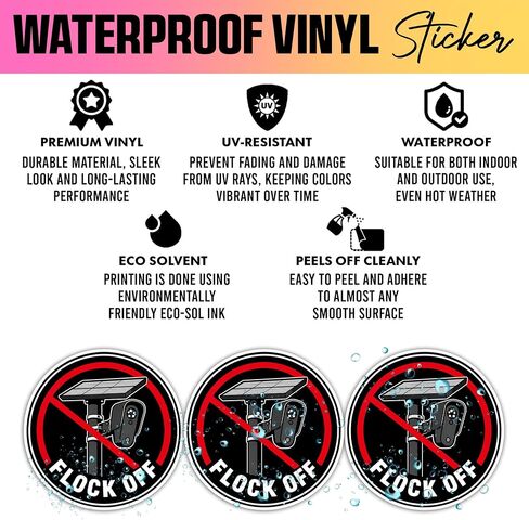 VOTANTA (3 Pcs, 3 inch) - Flock Off Sticker, Anti-Flock Camera Stickers, No Surveillance Privacy Rights Privacy Protest Decal Gifts Decoration for Laptops, Phones, Water Bottles in Kuwait