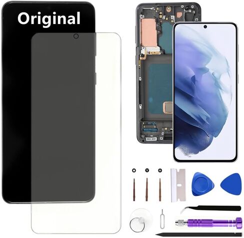 6.2" Original AMOLED Galaxy S21 Screen Replacement for Samsung Galaxy S21 5G G991U G991U1 Display Touch Screen Digitizer Assembly(with Black Frame+Protective Film+Tools) in Saudi Arabia