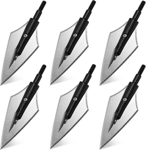 6/12pcs 170 Grain Screw in Arrowheads Stainless Steel Archery Arrow Tips Fixed Blade Arrows Heads Archery Broadheads for Hunting or Shooting Target Practice in Kuwait