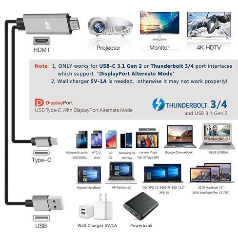 HDMI Adapter USB Type C Cable MHL 4K Video Converter Cord Compatible iMac MacBook Samsung Laptop Galaxy S20 S10 S9 S8 Note 20 10 LG G8 G5 Q5 Android Phone for Mirror & Charging to Monitor Projector TV in Saudi Arabia