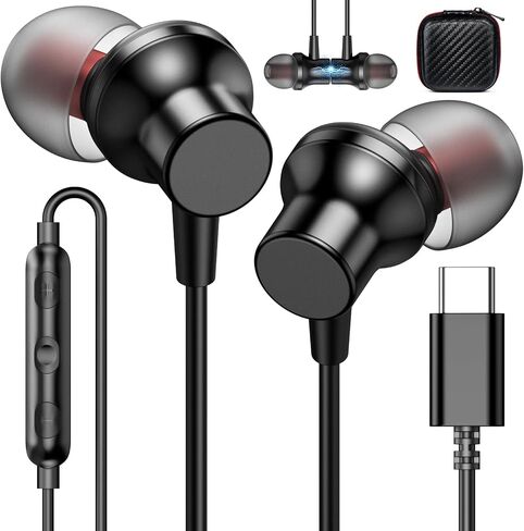 ACANDYA USB C Earbuds Wired Headphones with Microphone Volume Control Black in Saudi Arabia