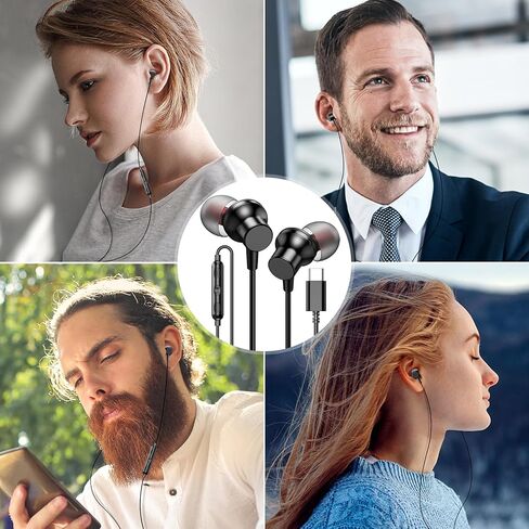 ACANDYA USB C Earbuds Wired Headphones with Microphone Volume Control Black in Saudi Arabia