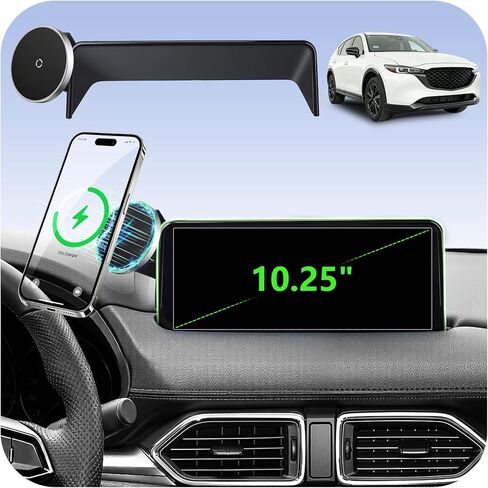 Car Phone Holder for Mazda CX5 (2021-2025, 10.25" Screen Only), MagSafe Car Mount Charger, Magnetic Phone Holder, 15W Wireless Charging, 360° & Hands Free, with Storage Box, CX-5 Interior Accessories in Saudi Arabia