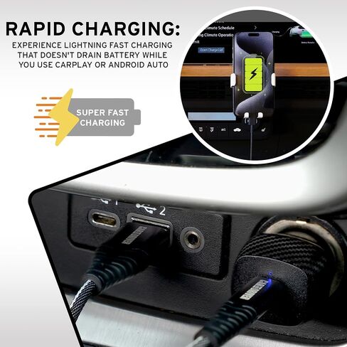 12V Fast Dual-Port Cigarette Lighter USB Car Charger Kit, USB-C & A, Black in Saudi Arabia