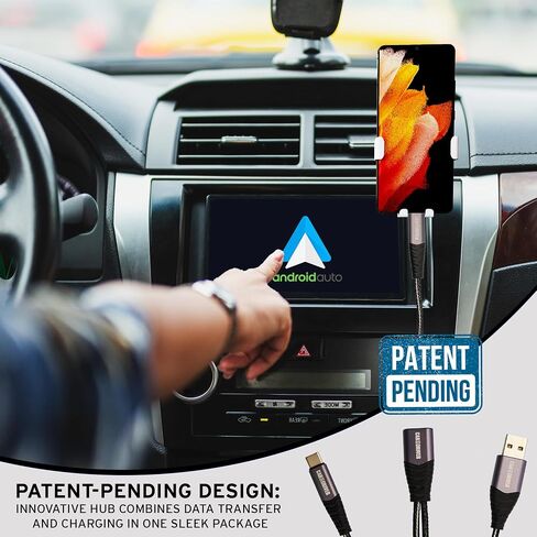 12V Fast Dual-Port Cigarette Lighter USB Car Charger Kit, USB-C & A, Black in Saudi Arabia