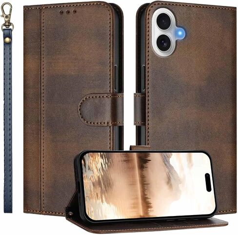 for iPhone 16 Wallet Case Card Holder & Wrist Strap Green in Saudi Arabia
