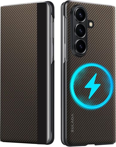 for Samsung Galaxy Z Fold 7 Folio Case with Hidden Magnetic Ring, [Compatible Magsafe] Premium Leather Flip Cover with Card Slot Magnetic Close All-Inclusive Slim Folio Case for Z Fold 7 Black in Saudi Arabia