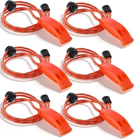 6 Pcs Whistle for Boat, Loud Emergency Safety Whistle with Reflective Lanyard, High Decibel Survival Whistle for Hiking, Fishing, and Outdoor Emergency in Saudi Arabia