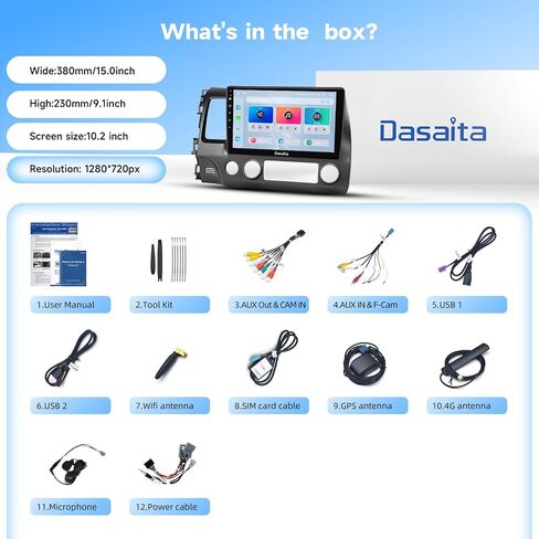 Dasaita 10.2'' Car Radio for Honda Civic 2006 2007 2008 2009 2010 2011 in Saudi Arabia