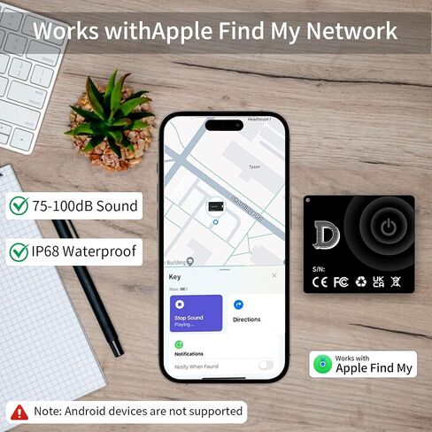 بطاقة ذكية لتتبع المحفظة الرفيعة، بطاقة تعقب الهواء رفيعة للغاية تعمل مع Apple Find My (iOS فقط) جهاز تعقب قابل لإعادة الشحن وشحن لاسلكي IP68 مقاوم للماء لتعقب البطاقة للمحفظة وبطاقة الأمتعة والحقائب in Kuwait
